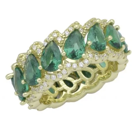 WAVY GREEN ETERNITY RING GOLD-PLATED 925