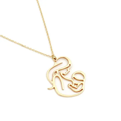 GOLD NECKLACE MOTHER BREATHFEEDING HER BABY 14CT