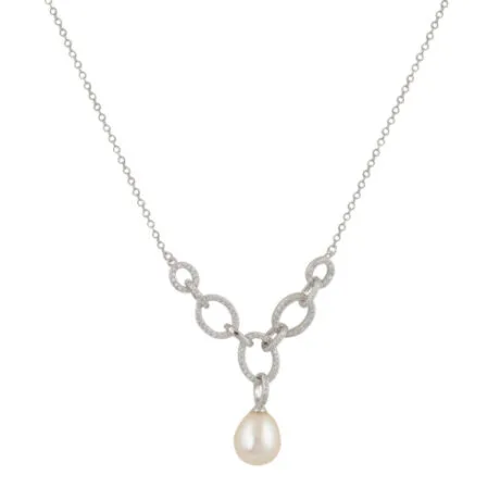 SILVER NECKLACE 925 WITH LINKS & A PEARL