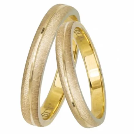 GOLD WEDDING RINGS MATTE BRUSHED 14CT