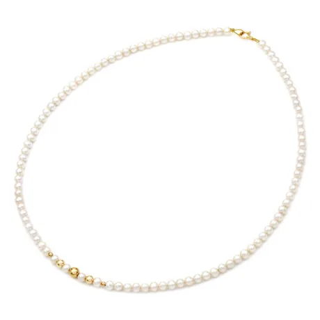 NECKLACE WITH FRESH WATER PEARL 4,0-4,5MM & GOLD Κ14 ELEMENTS