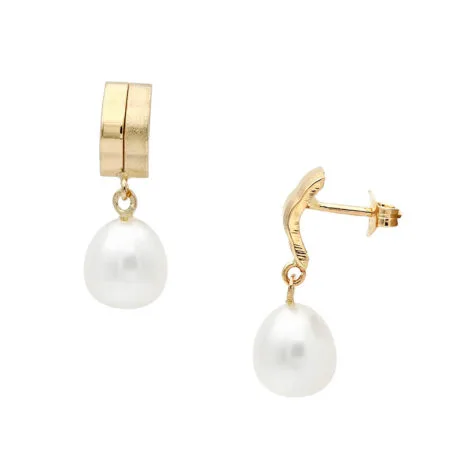 EARRINGS WITH FRESH WATER PEARL 7,0×9,0MM Κ14