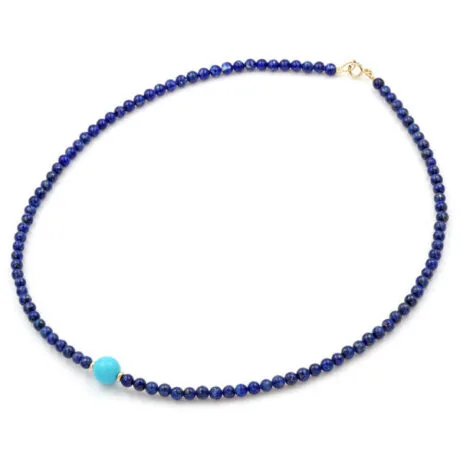 LAPIS LAZULI WITH TURQUOISE NECKLACE 14 CT