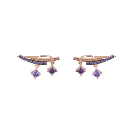 CRAWLERS EARRINGS PURPLE ROSE-GOLD PLATED 925