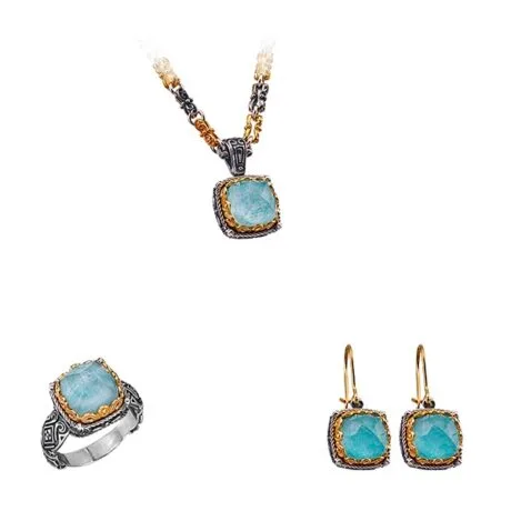 ANTIQUE SET AMAZONITE SILVER 925