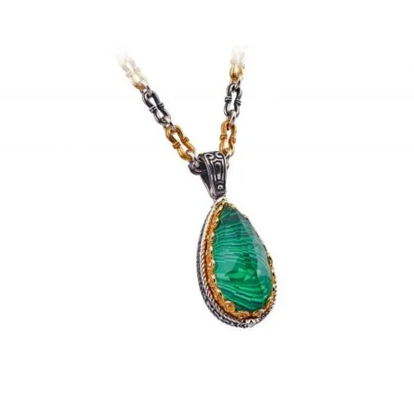 ANTIQUE PENDANT MALACHITE SILVER 925