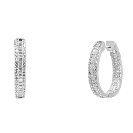 BAGUETTE OVAL SILVER HOOPS 925