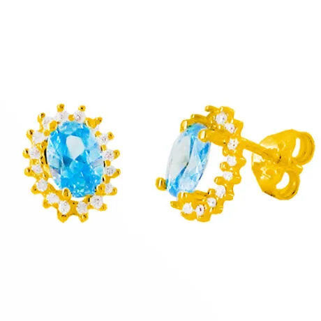 AQUA ROSETTE EARRINGS 14 CT GOLD