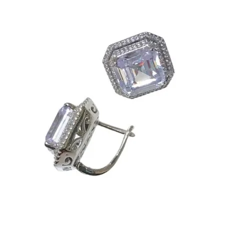 ROSETTE ASSCHER CUT EARRINGS SILVER 925
