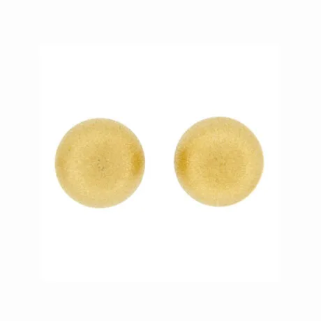 SATIN BALL EARRINGS STUD 14 CT GOLD