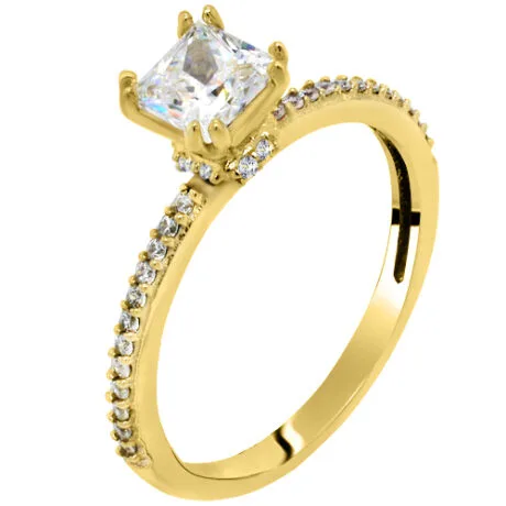 PRINCESS PRONG ENGAGEMENT RING GOLD 14 CT