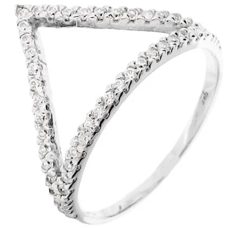 FASHION RING V WHITE GOLD 14 CT