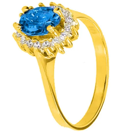 AQUA ROSETTE RING 14 CARAT GOLD
