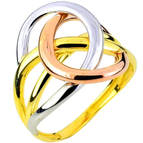 THREE-TONE RING WITH BINDING GOLD 14 CT
