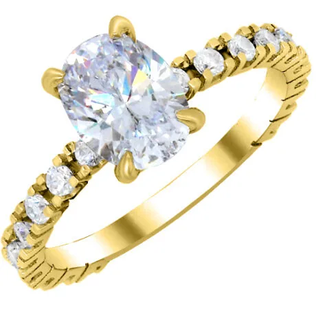OVAL PAVE SETTING ENGAGEMENT RING GOLD 14 CT