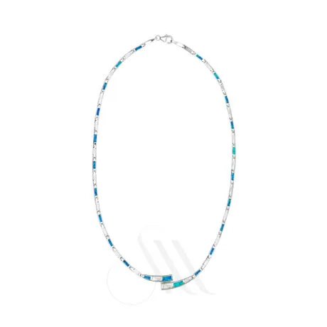 OPAL & GRECA BYPASS NECKLACE SILVER 925