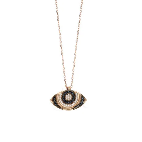ROSEGOLD EYE NECKLACE BLACK & WHITE 925