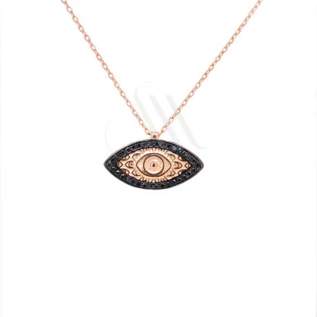 ROSEGOLD EYE NECKLACE BLACK 925