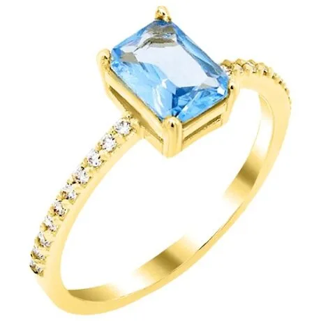 AQUA RADIANT CUT RING 14 CT GOLD