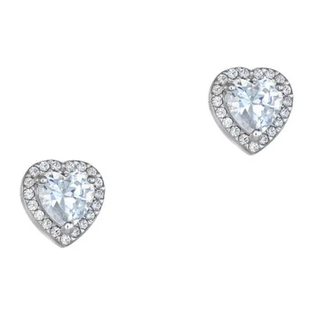 HEART EARRINGS STUD WHITEGOLD 14 CT