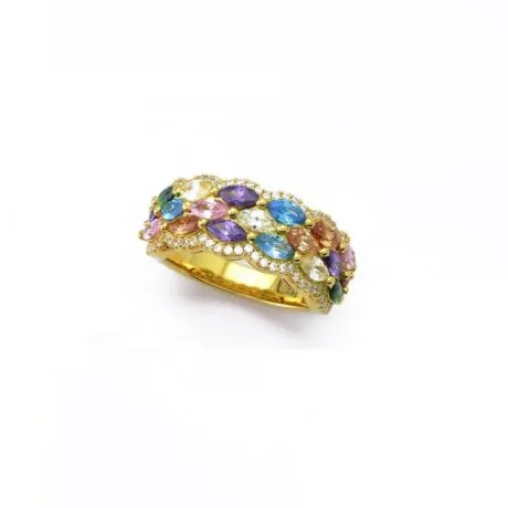 WAVY WHOLE STONE RING GOLDPLATED SILVER 925