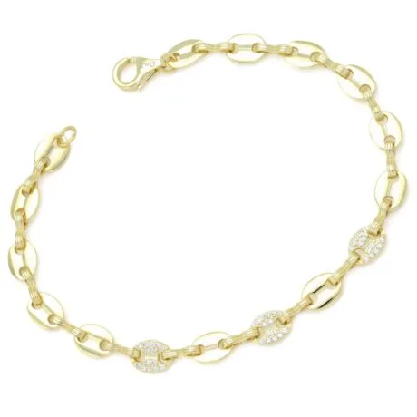 PUFFED MARINER CHAIN LINK 70S BRACELET GOLDPLATED 925