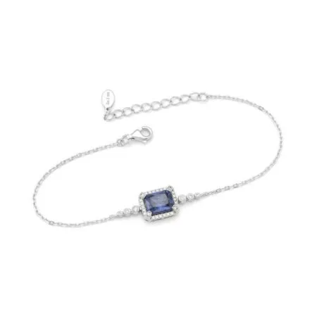 SAPPHIRE BLUE ROSETTE BRACELET SILVER 925