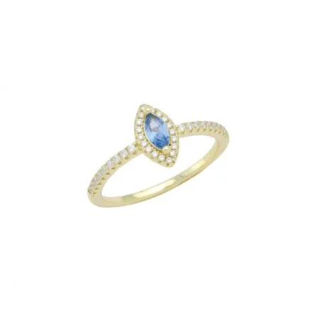 ROSETTE MARQUISE RING AQUA GOLDPLATED SILVER 925
