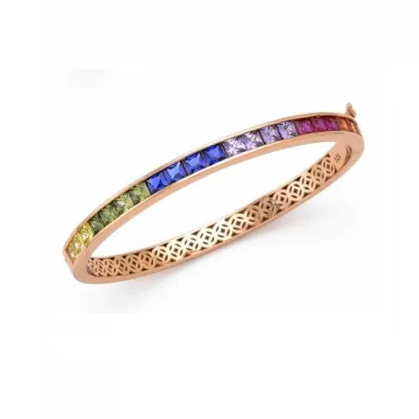 RAINBOW BANGLE BRACELET ROSEGOLD PLATED SILVER 925