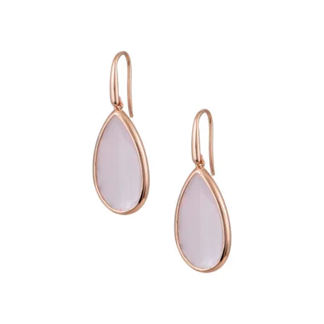 ROSE QUARTZ DROP EARRINGS ROSEGOLD-PLATED 925