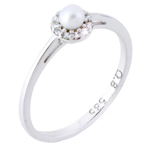 PEARL ROSETTE RING 14 CARAT WHITEGOLD