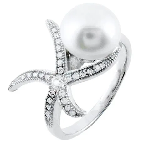 STARFISH RING WITH PEARL SILVER 925