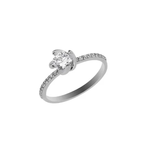 SOLITAIRE RING WITH TWISTED PRONGS 9 CARAT WHITEGOLD