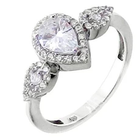 WHITE GOLD RING PEAR-SHAPED 14 CT