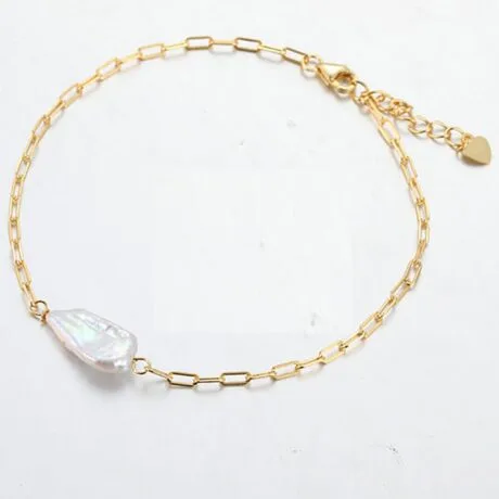 BAROQUE PEARL CHAIN BRACELET GOLD-PLATED SILVER 925