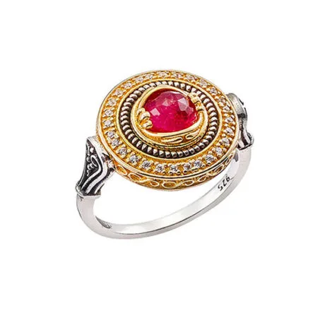 ANTIQUE RUBY RING SILVER 925