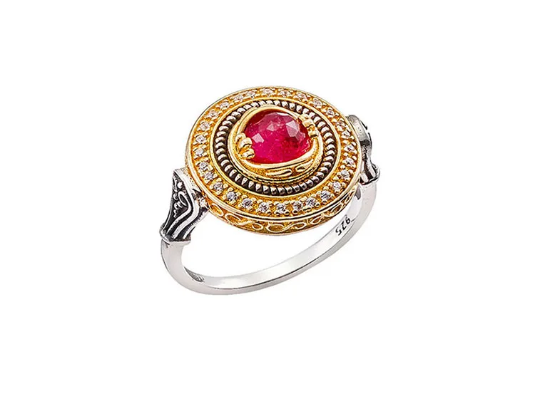 ANTIQUE RUBY RING SILVER 925