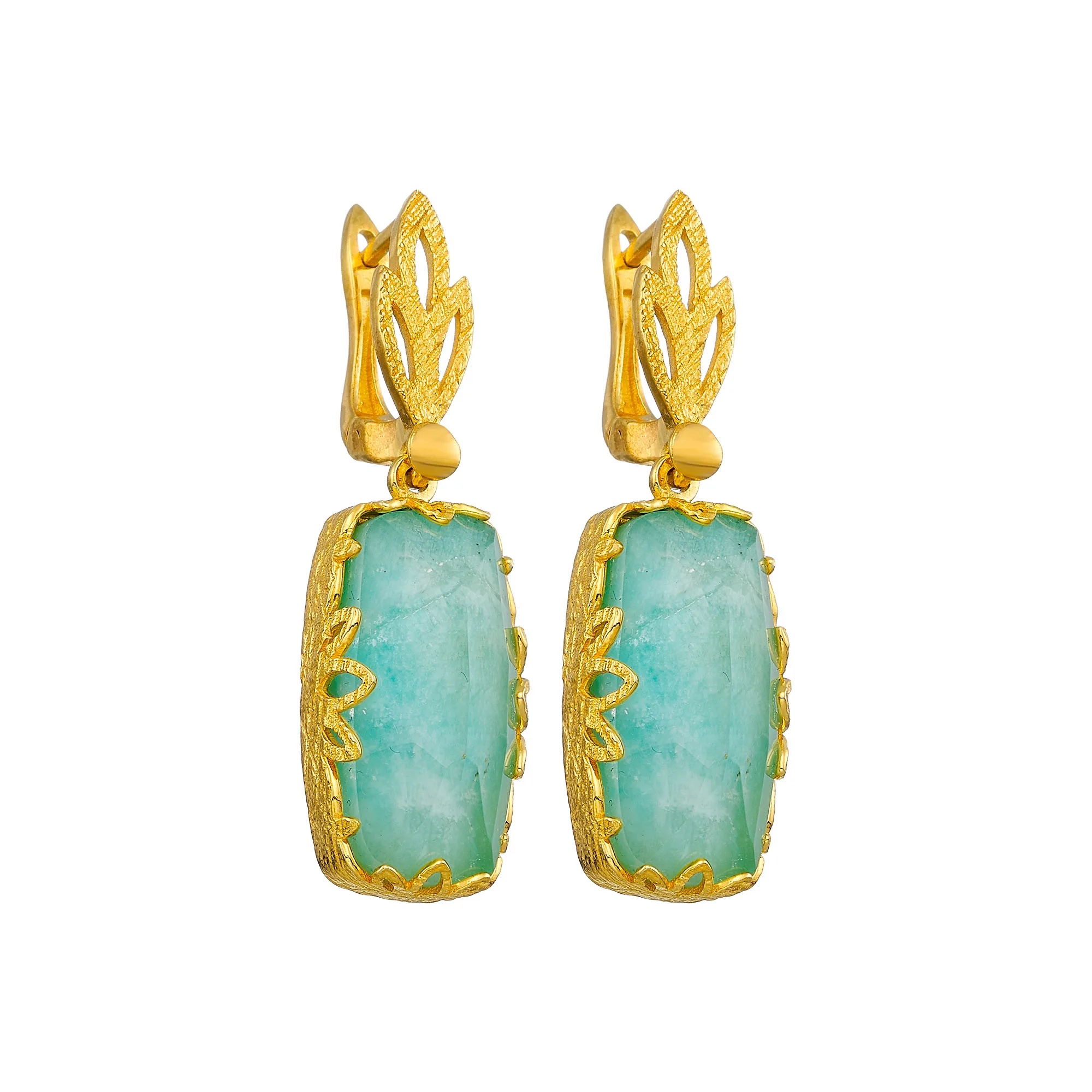 AMAZONITE DROP EARRINGS GOLD 925