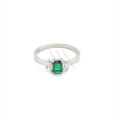 EMERALD GREEN STONE RING SILVER 925