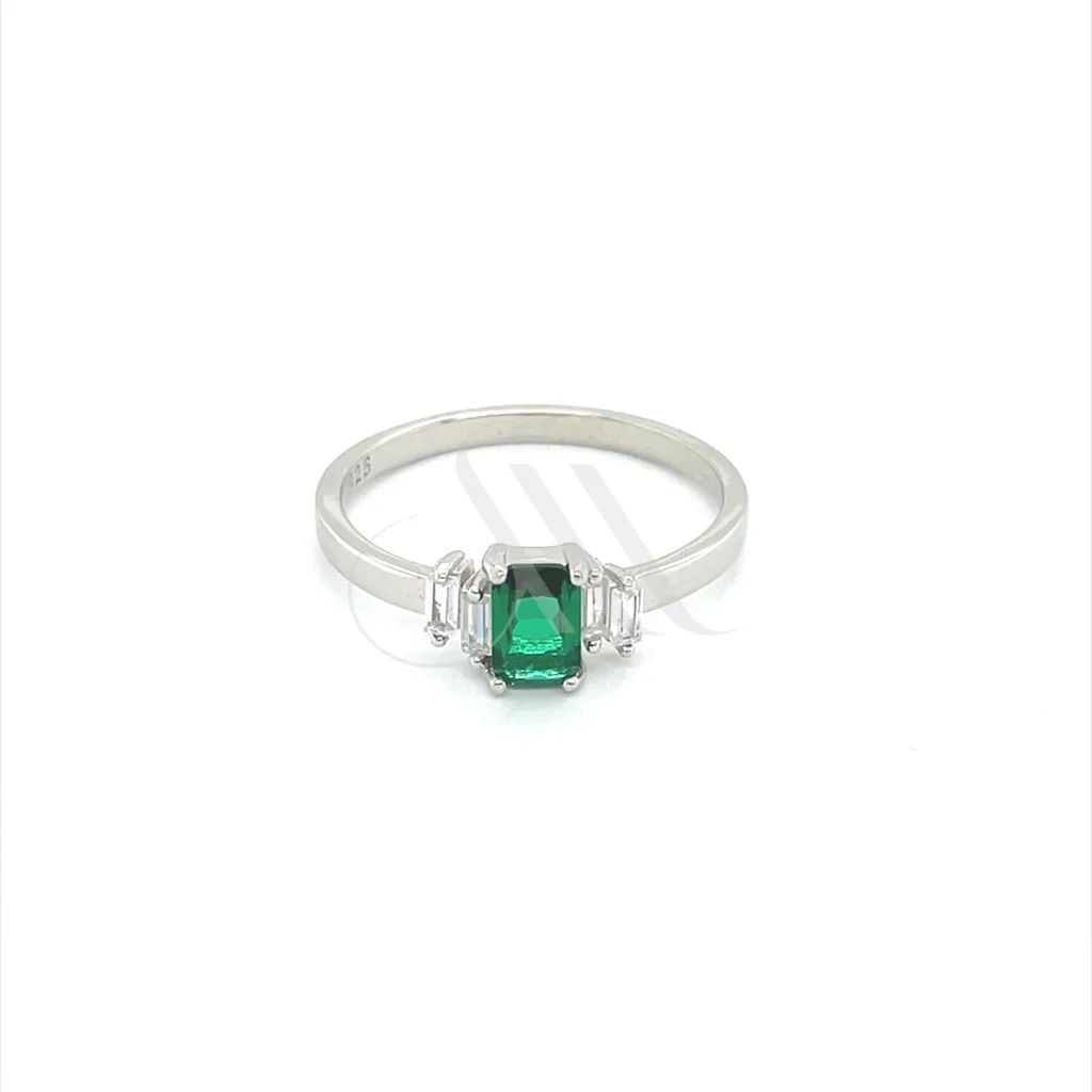 EMERALD GREEN STONE RING SILVER 925