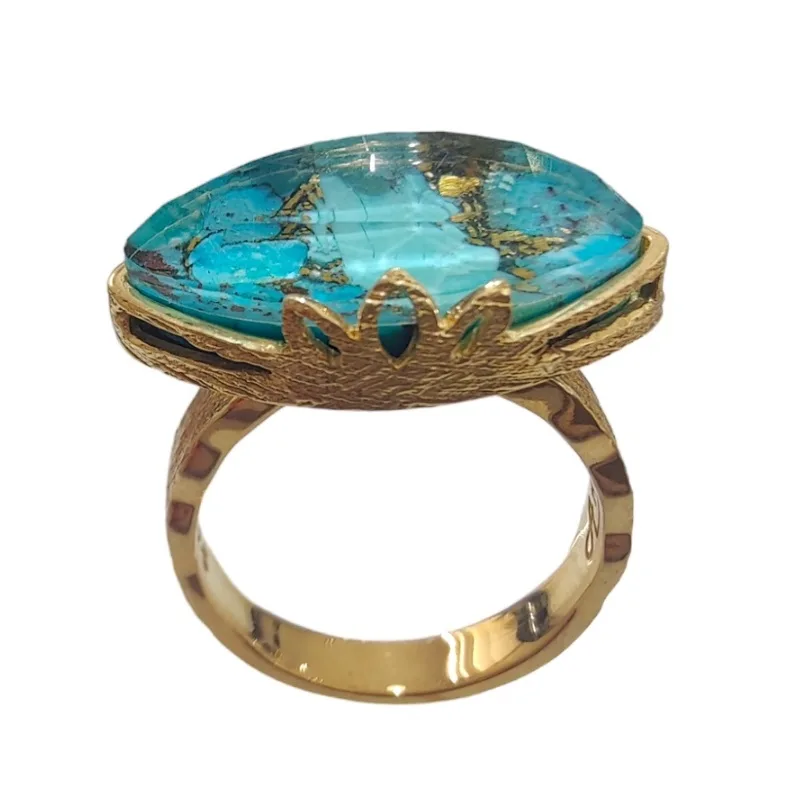 TURQUOISE BISBEE MARQUISE RING GOLD 925