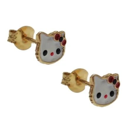 HELLO KITTY EARRINGS STUDS 14 CARAT GOLD