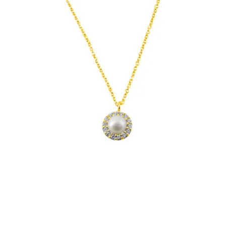 ROSETTE PEARL NECKLACE 14 CARAT GOLD
