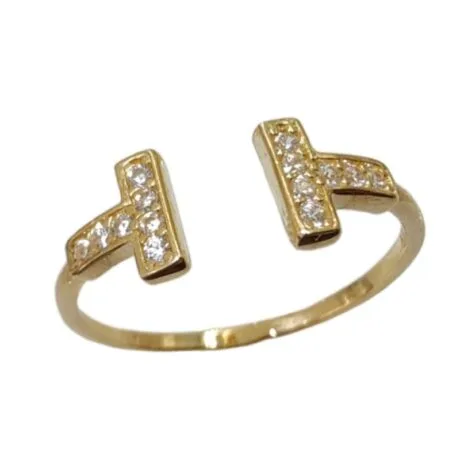 OPEN RING DOUBLE T 14 CARAT GOLD