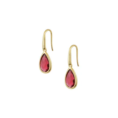 RUBY TEARDROP EARRINGS GOLDPLATED 925