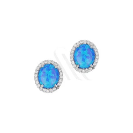 OVAL BLUE OPAL ROSETTE SILVER 925