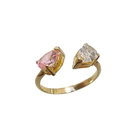 toi et moir open ring 14 carat gold rose and white pear cut stones