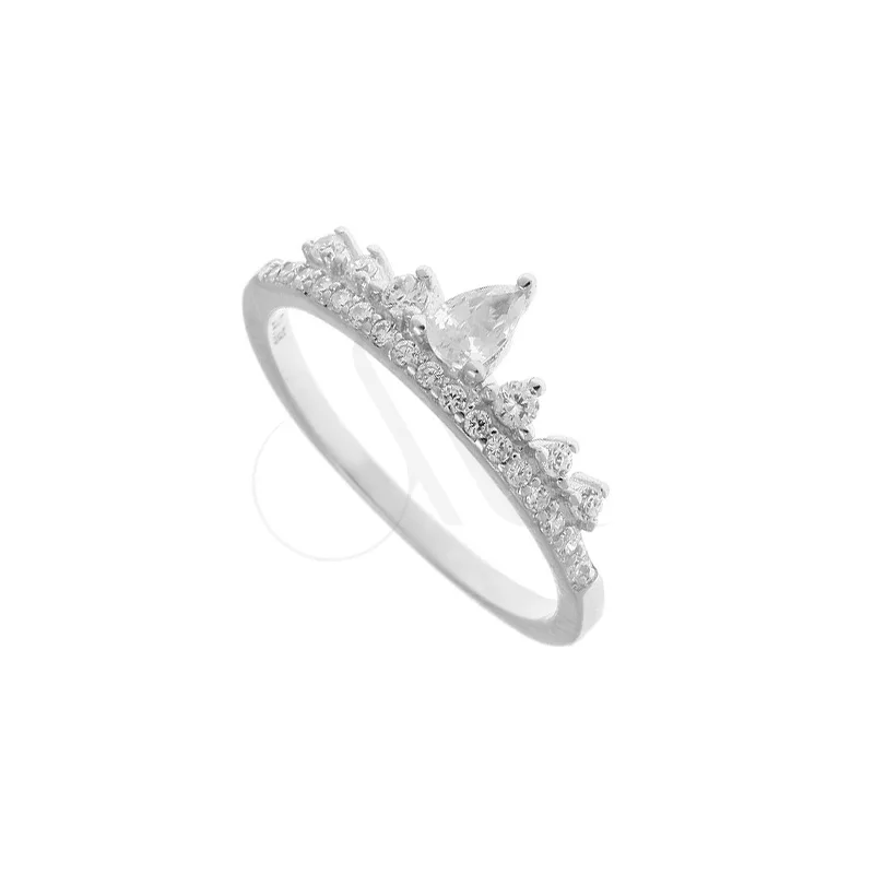 SILVER RING CROWN WITH STONES 925