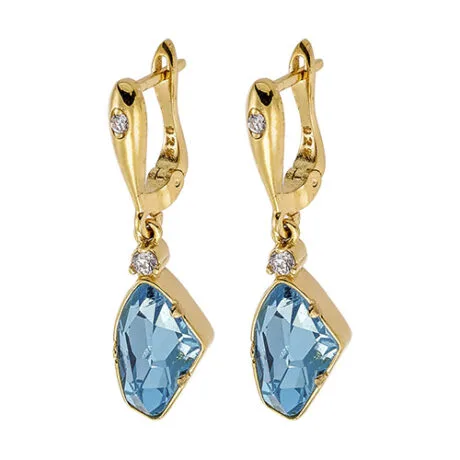 AQUA IRREGULAR SHAPE DROP EARRINGS GOLD 925