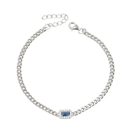 BLUE RADIANT BRACELET WITH CHAIN SILVER 925